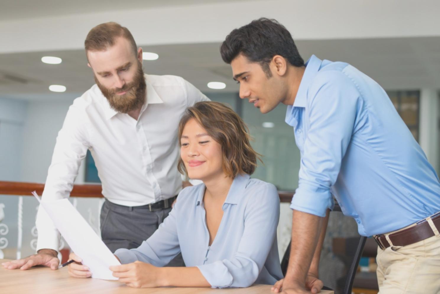 Business financial planning session with instructor guidance